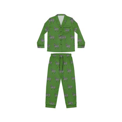 Zebra Satin Pajama Set - Green