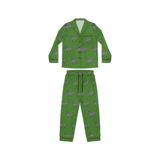 Zebra Satin Pajama Set - Green