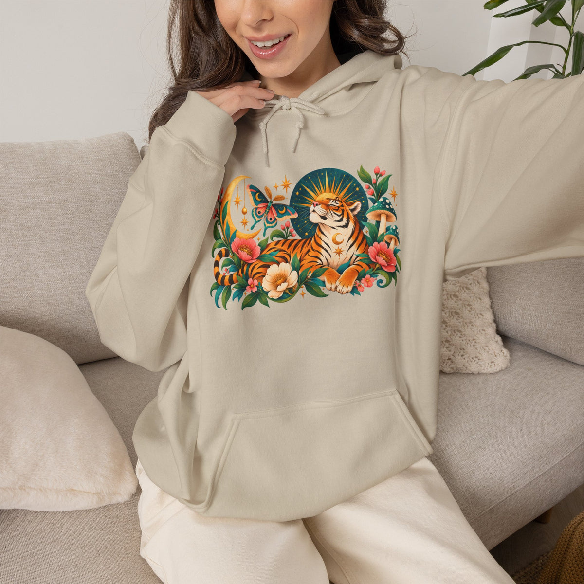 Hoodie - Tiger Moon Vintage Floral