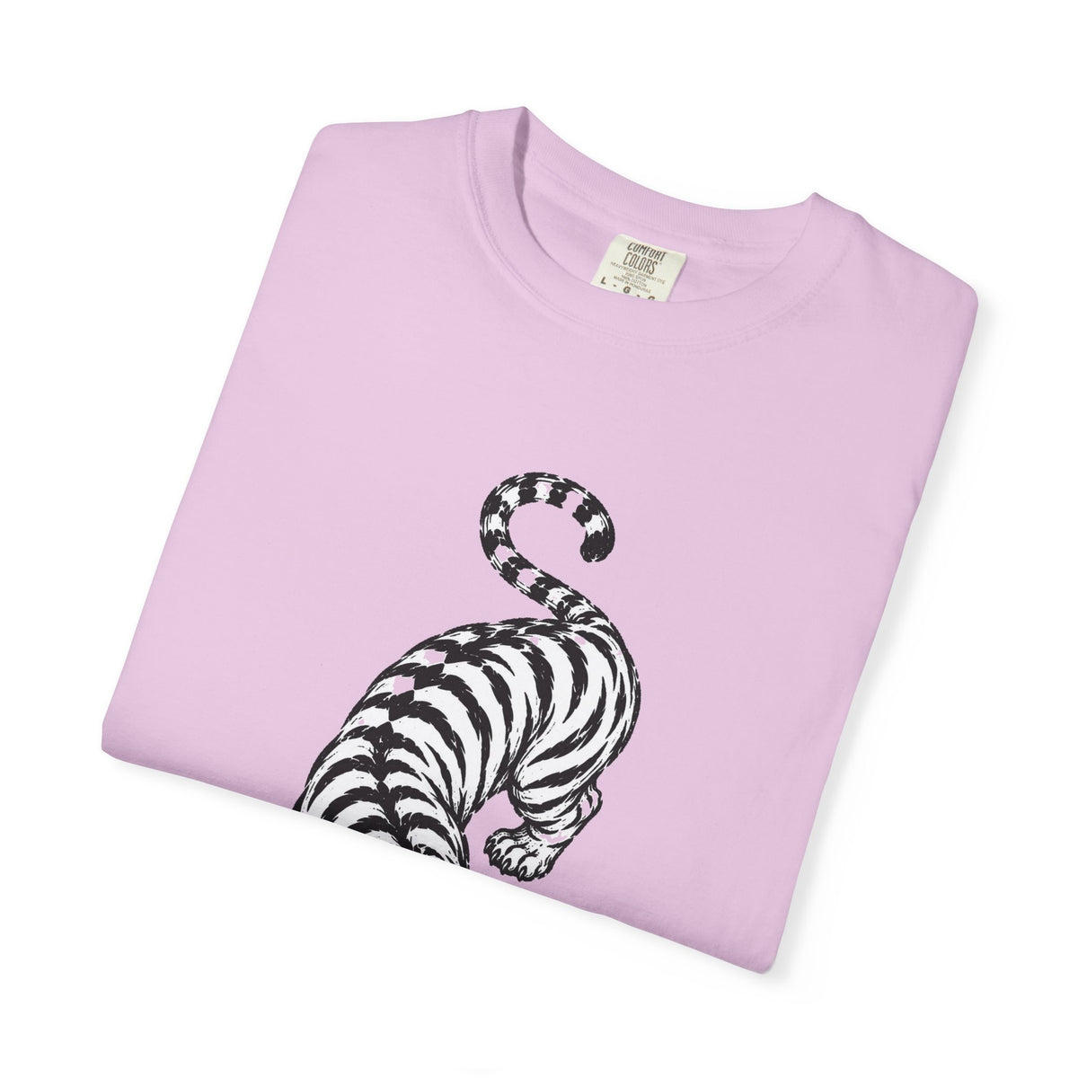 T-Shirt, Short Sleeve Boxy Crew Neck - Black & White Tiger