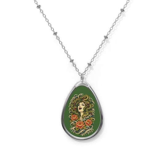 Medusa Having a Chuckle Tear Drop Pendant Necklace