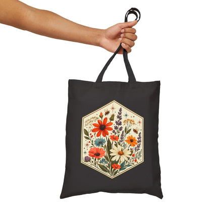 Hexagon Wildflowers Canvas Tote Bag