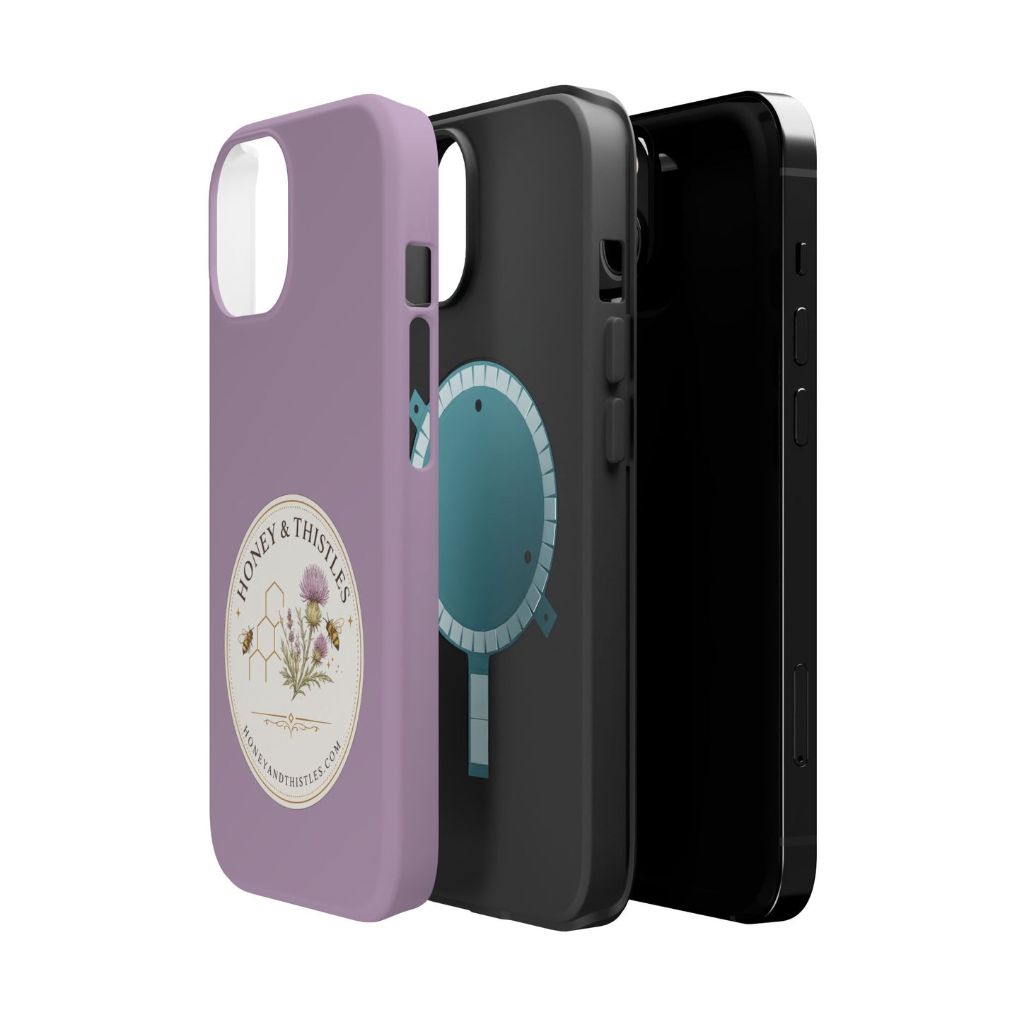 Floral Honey & Thistles Magnetic Phone Case — Impact-Resistant MagSafe-Compatible