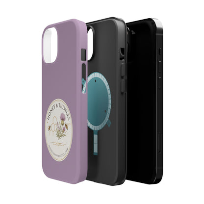 Floral Honey & Thistles Magnetic Phone Case — Impact-Resistant MagSafe-Compatible