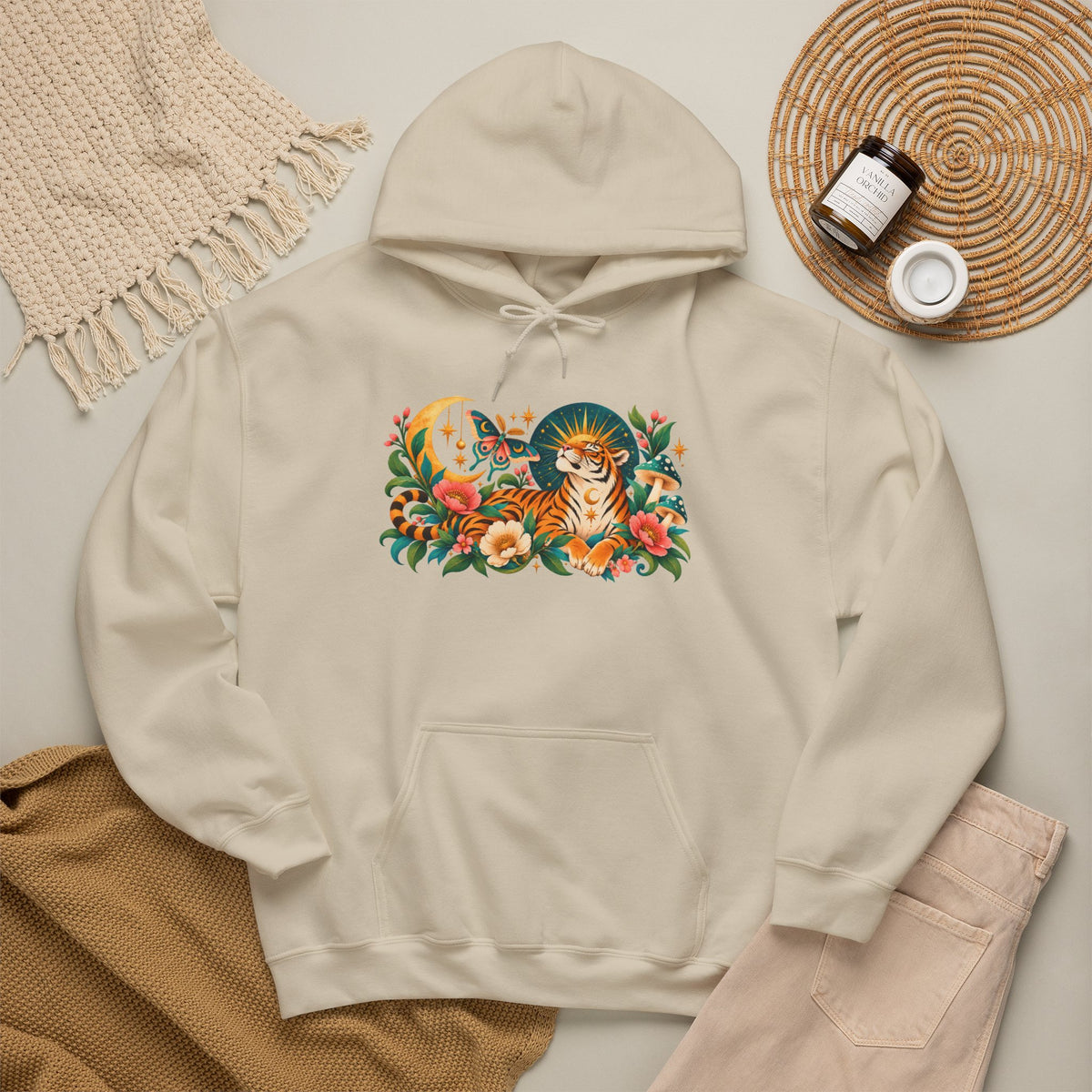 Hoodie - Tiger Moon Vintage Floral