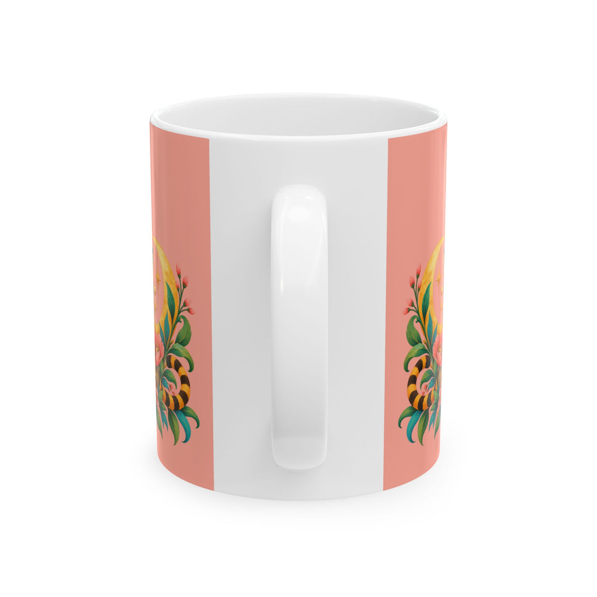 Mug, Ceramic 11oz & 15oz -Tiger Moon Floral (pink)