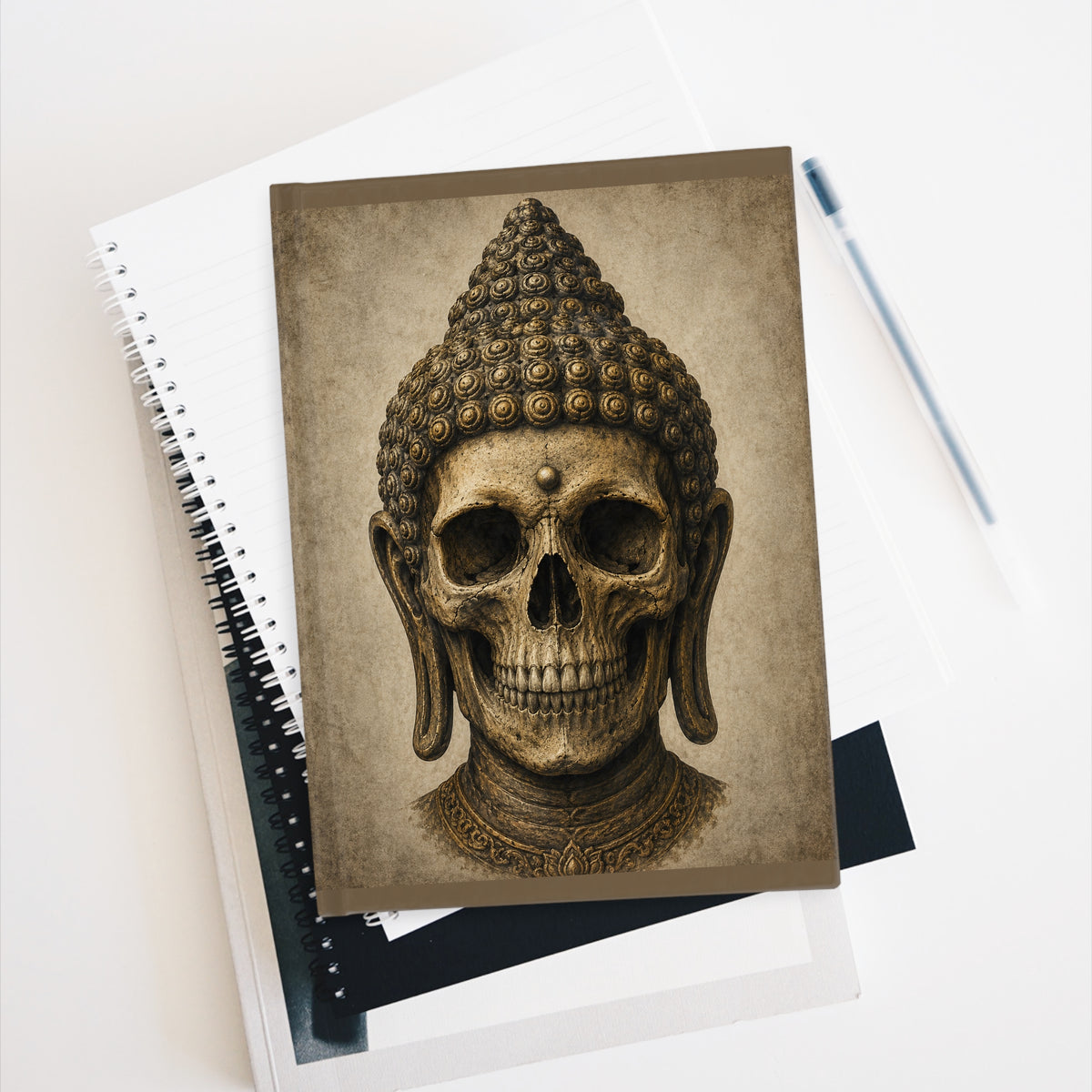 Journal Notebook, Hardcover Blank - Buddha Skull