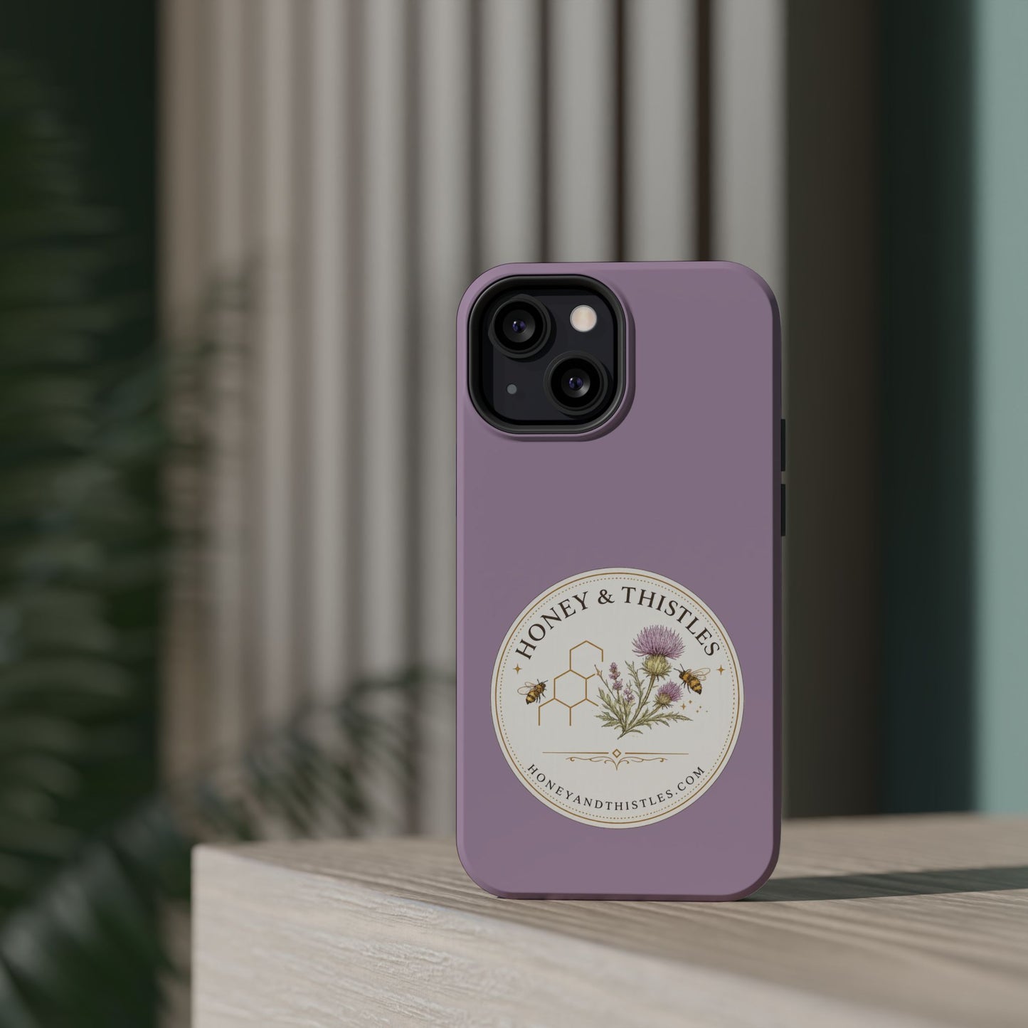 Floral Honey & Thistles Magnetic Phone Case — Impact-Resistant MagSafe-Compatible