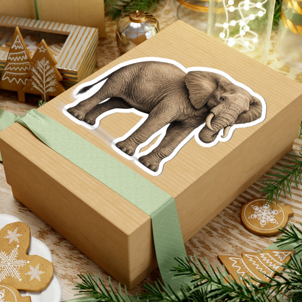 Sticker,  Kiss-Cut - Elephant Side View