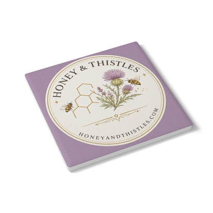 Honey & Thistles Logo Ceramic Coaster