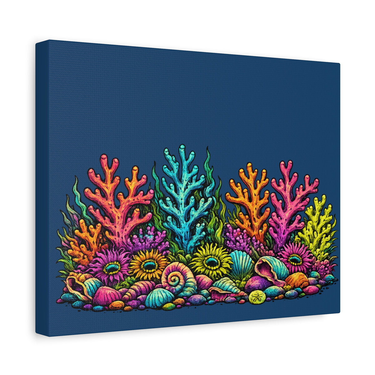 Canvass Art Print - Coral Reef (navy blue)