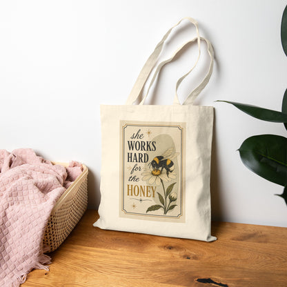 She Works Hard For the Honey Bee Canvas Tote Bag