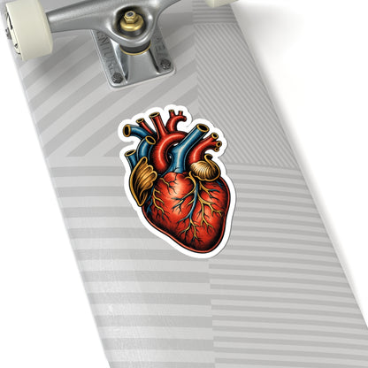 Sticker,  Kiss-Cut  - Traditonal Tattoo Style Anatomical Heart