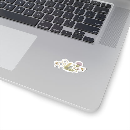 Thistle and Bees sticker | Kiss-Cut Sticker
