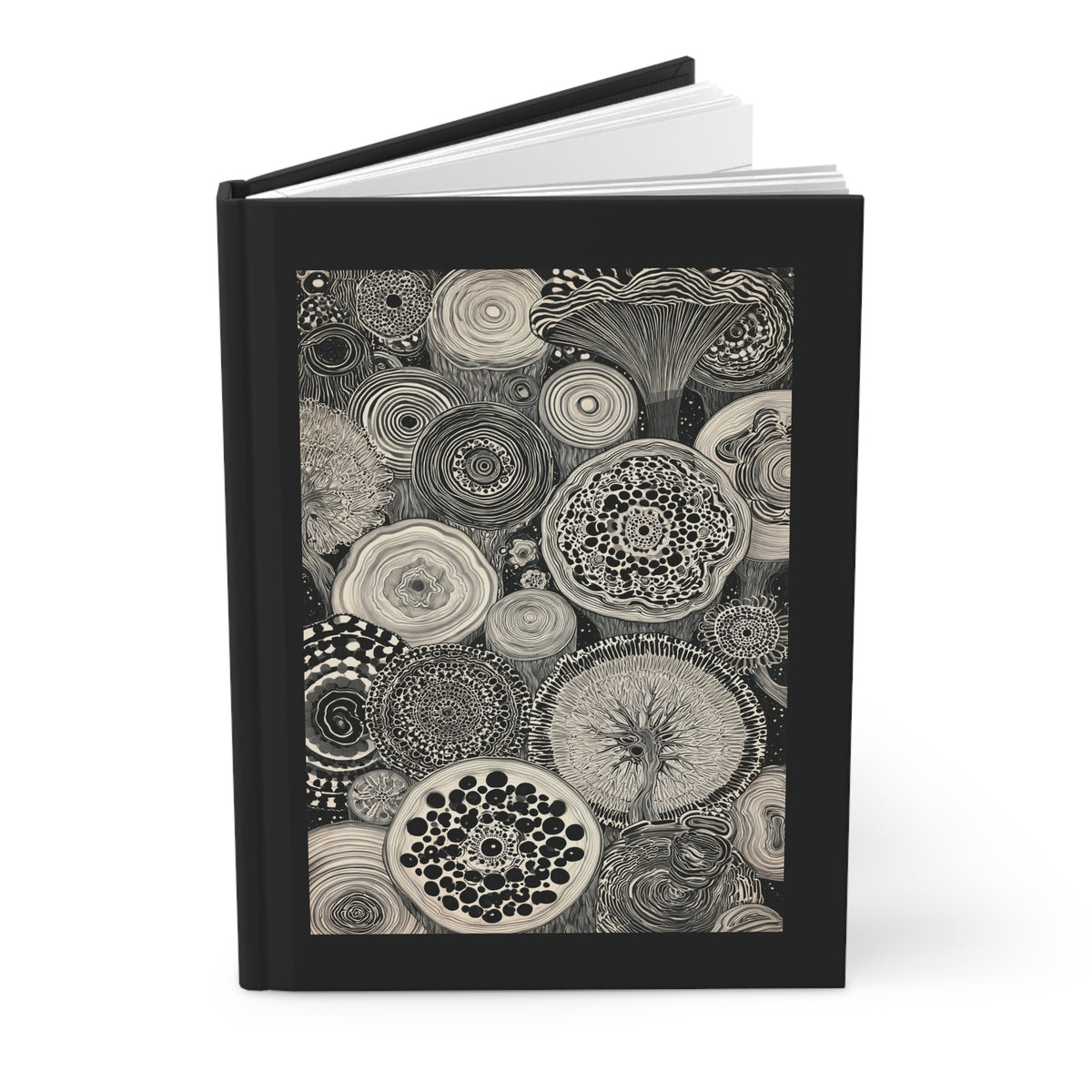 Journal Notebook, Hardcover Lined - Ring 'Round the Rings, Dark Version