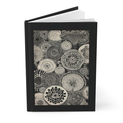 Journal Notebook, Hardcover Lined - Ring 'Round the Rings, Dark Version