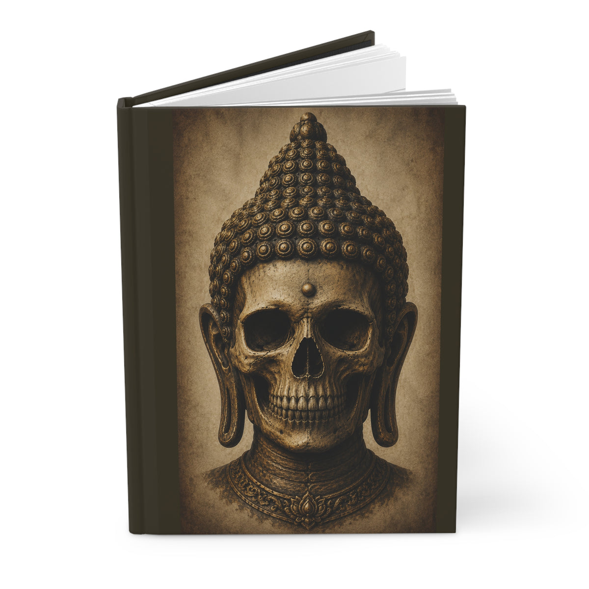 Journal Notebook, Hardcover Lined - Buddha Skull (black)