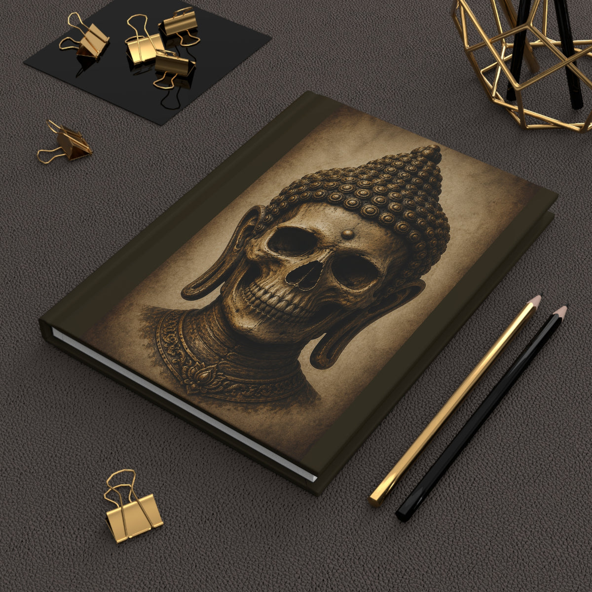 Journal Notebook, Hardcover Lined - Buddha Skull (black)