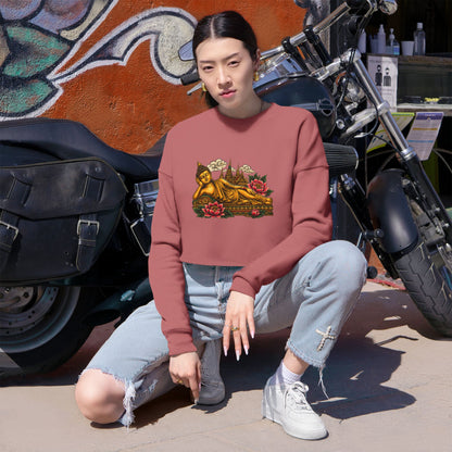 Recline with Buddha Cropped Long Sleeve T-Shirt