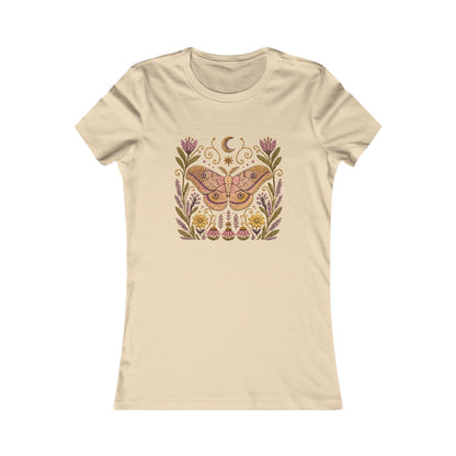 T-Shirt, Short Sleeve Crew Neck - Floral Elephant Hawk Moth & Moon