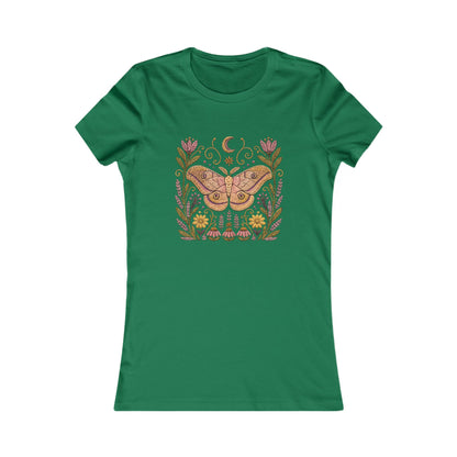 T-Shirt, Short Sleeve Crew Neck - Floral Elephant Hawk Moth & Moon