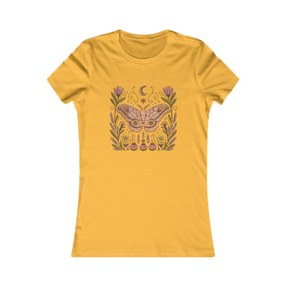 T-Shirt, Short Sleeve Crew Neck - Floral Elephant Hawk Moth & Moon