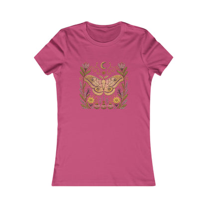 T-Shirt, Short Sleeve Crew Neck - Floral Elephant Hawk Moth & Moon