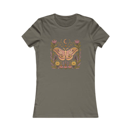 T-Shirt, Short Sleeve Crew Neck - Floral Elephant Hawk Moth & Moon