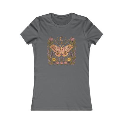 T-Shirt, Short Sleeve Crew Neck - Floral Elephant Hawk Moth & Moon