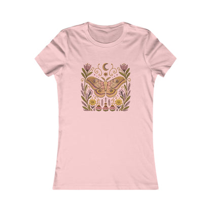 T-Shirt, Short Sleeve Crew Neck - Floral Elephant Hawk Moth & Moon