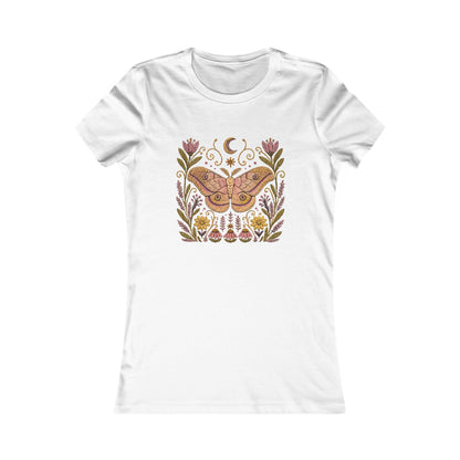 T-Shirt, Short Sleeve Crew Neck - Floral Elephant Hawk Moth & Moon