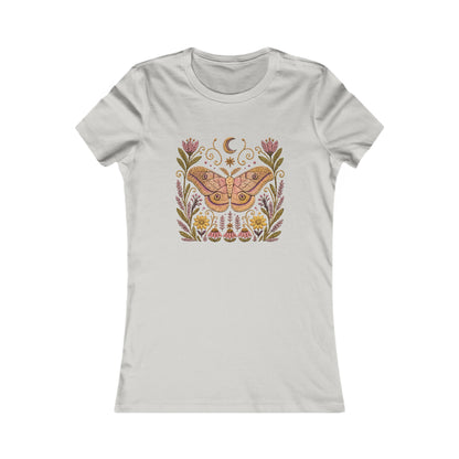 T-Shirt, Short Sleeve Crew Neck - Floral Elephant Hawk Moth & Moon
