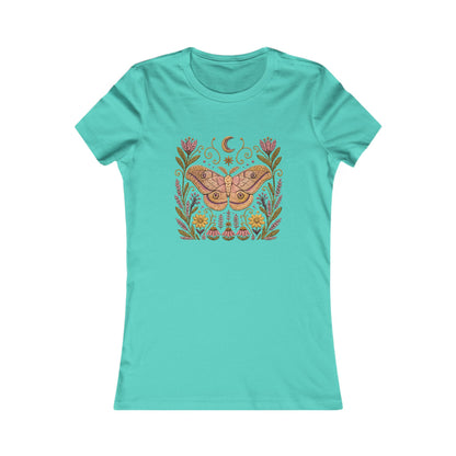 T-Shirt, Short Sleeve Crew Neck - Floral Elephant Hawk Moth & Moon