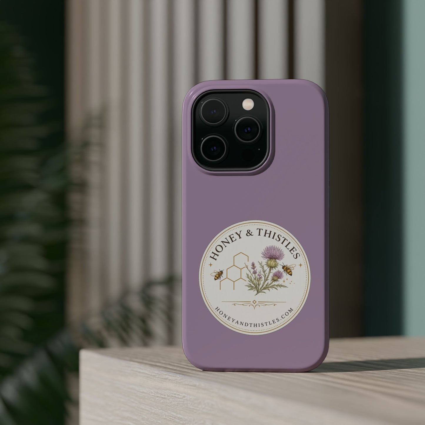 Floral Honey & Thistles Magnetic Phone Case — Impact-Resistant MagSafe-Compatible
