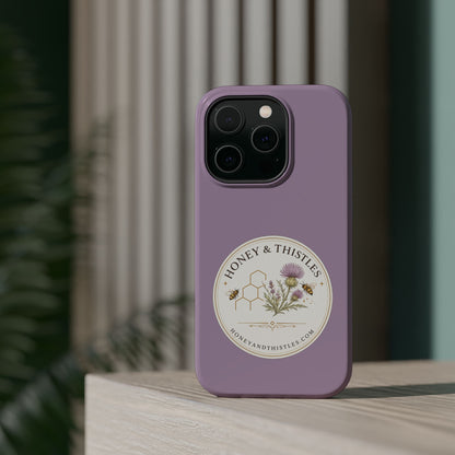 Floral Honey & Thistles Magnetic Phone Case — Impact-Resistant MagSafe-Compatible