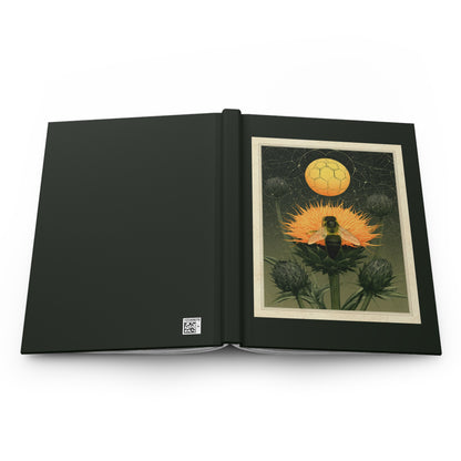 Journal Notebook, Hardcover Lined - Bee, Thistles, and Moonlight
