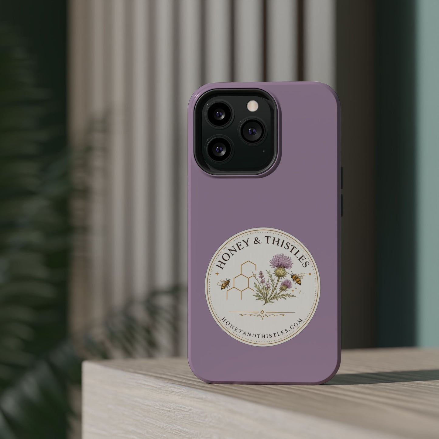 Floral Honey & Thistles Magnetic Phone Case — Impact-Resistant MagSafe-Compatible