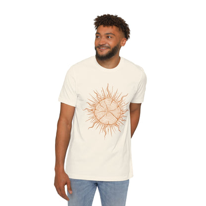 T-Shirt Short Sleeve Boxy Crew Neck - Boho Sunburst Tree Rings Line Art