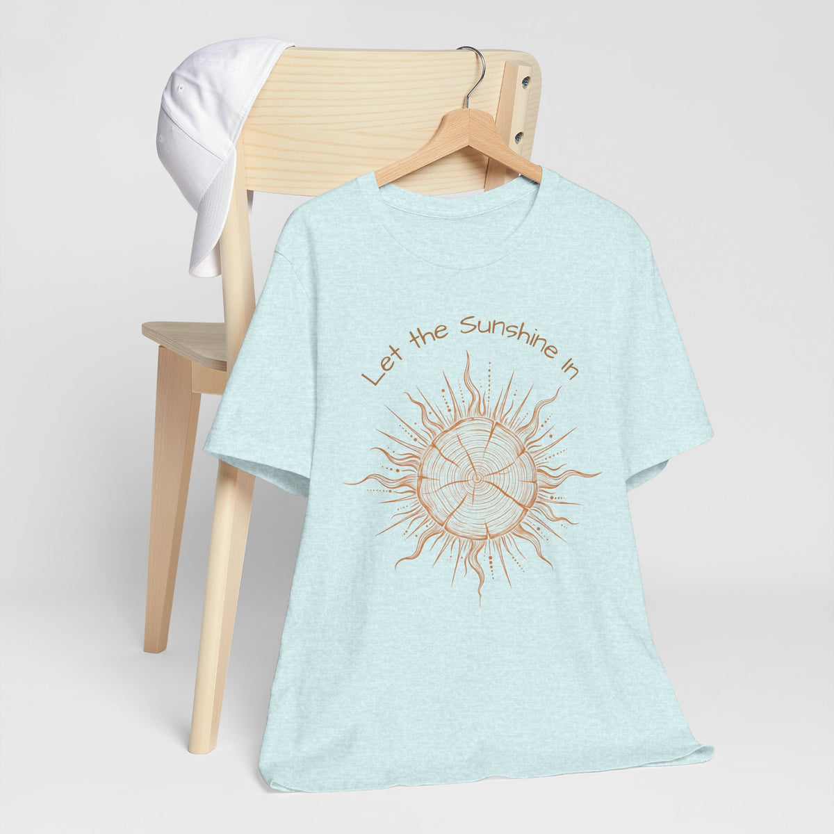 T-Shirt, Short Sleeve Boxy Crew Neck - Let the Sunshine In Sun Positive Vibes
