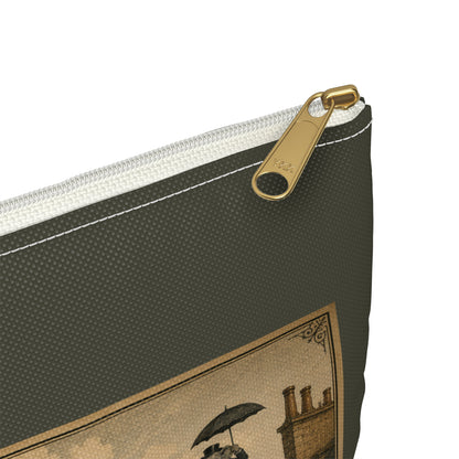 Vintage 'Équilibre de Bureau' Accessory Pouch – Retro Circus Elephant Tightrope Design