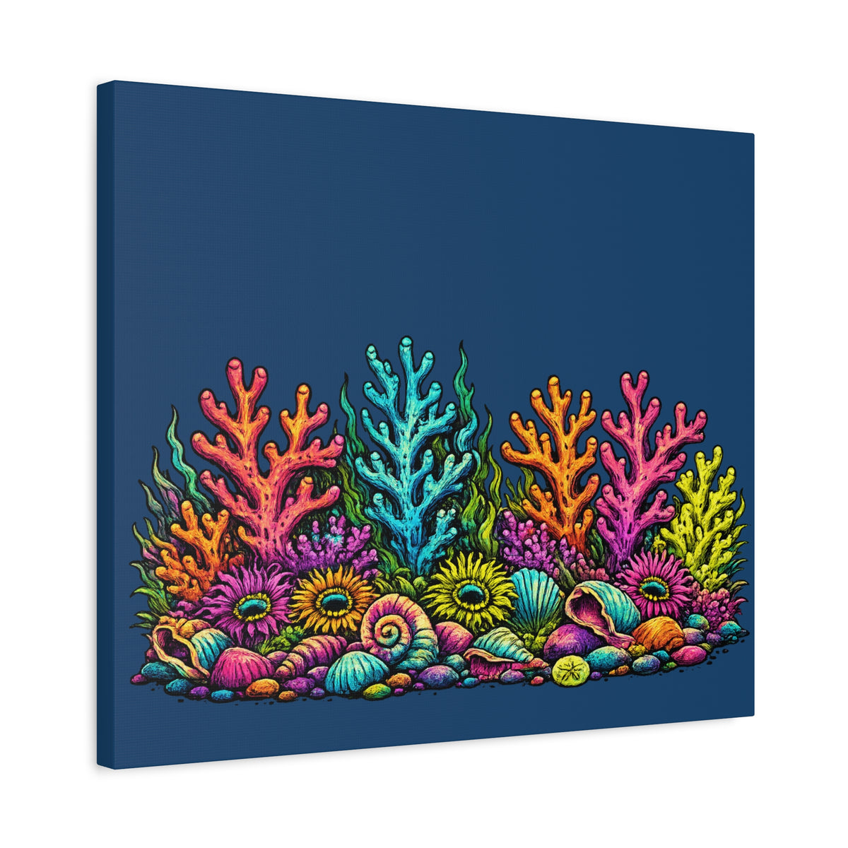 Canvass Art Print - Coral Reef (navy blue)