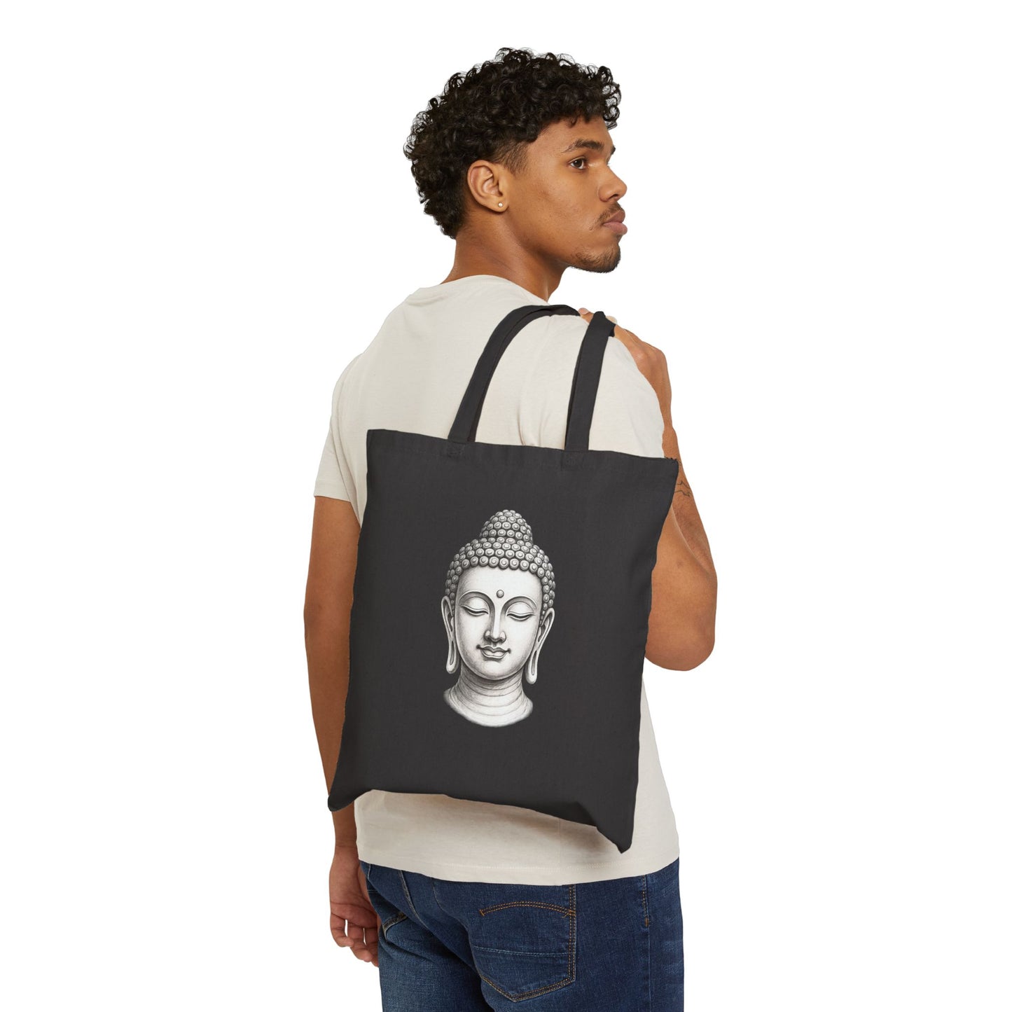 Serene Buddha Head Canvas Tote Bag