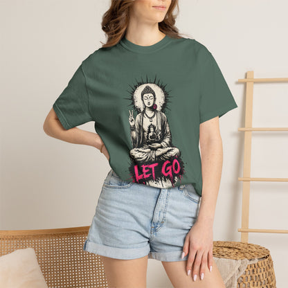 T-Shirt, Short Sleeve Boxy Crew Neck - Buddha "Let Go"