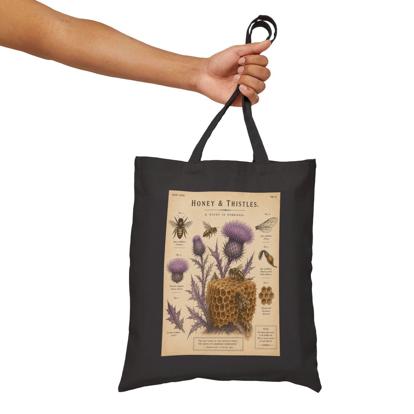 Vintage Honey & Thistles Canvas Tote Bag