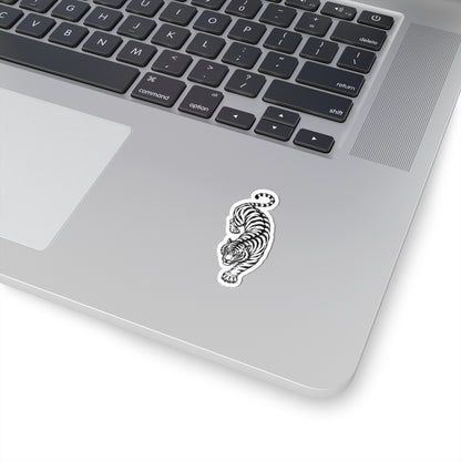 Sticker,  Kiss-Cut - Black & White Leaping Tiger