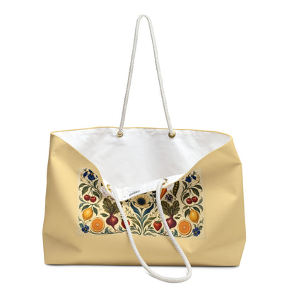 Tote, Weekender Travel  Bag - Vintage Folk Art Botanical Harvest