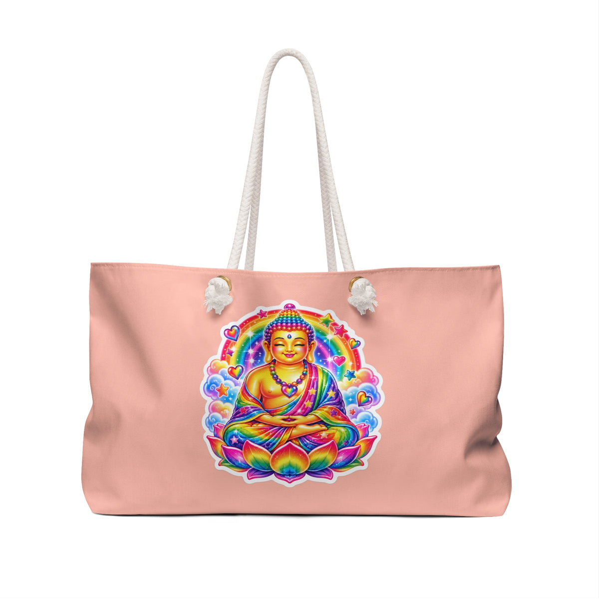 Tote, Weekender Travel Bag - Pink Rainbow 1980s Lotus