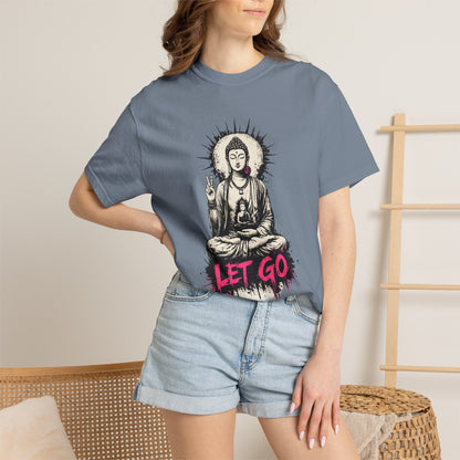 T-Shirt, Short Sleeve Boxy Crew Neck - Buddha "Let Go"