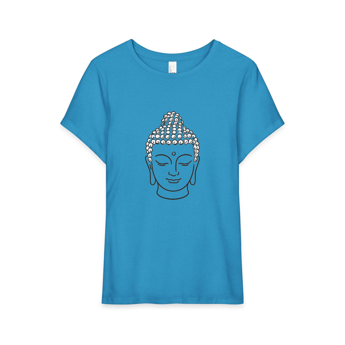 T-Shirt, Short Sleeve Wide Neck Relaxed Fit - Buddha Head