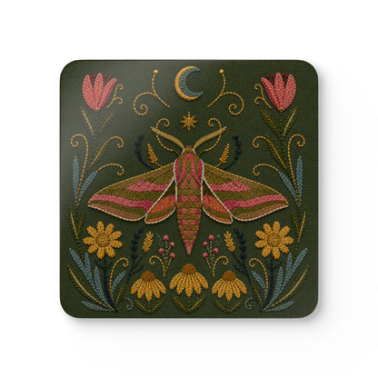 Elephant Hawk Moth & Wildflower Cork Coaster (Set of 4)